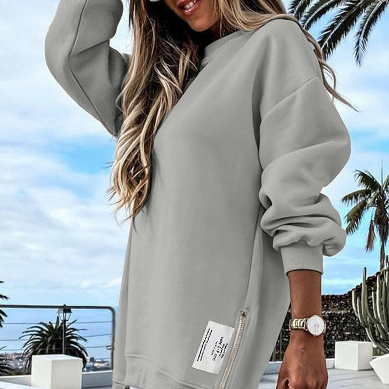 🔥Hot Promotion 49% OFF🔥Casual Long Sleeve Zipper Slit Oversized Sweatshirt