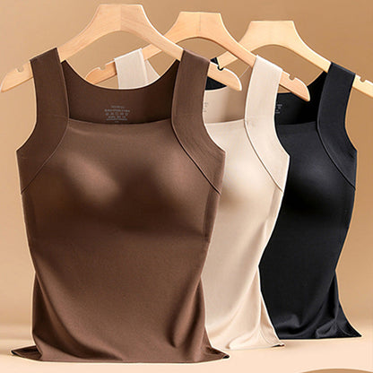 Women’s U Neck Thermal Tank Tops with Built-In Bra