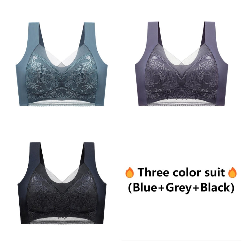 🎁Buy 1 get 2 free💕WIRELESS COMFORT LACE SILK PUSH UP BRA