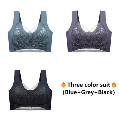 🎁Buy 1 get 2 free💕WIRELESS COMFORT LACE SILK PUSH UP BRA