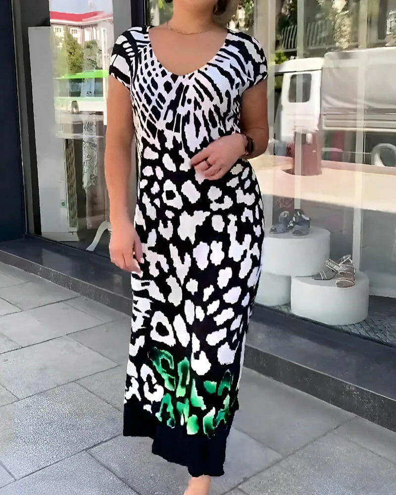 Casual Printed Short Sleeve Dress