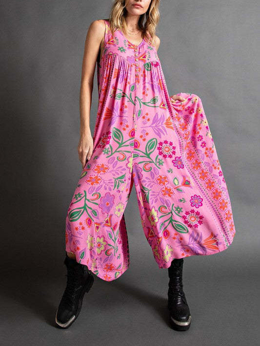 🔥Spring Specials🌸Vintage Print Loose Sleeveless Jumpsuit💃✨