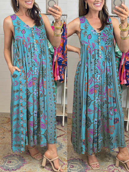 🔥Spring Specials🌸Vintage Print Loose Sleeveless Jumpsuit💃✨