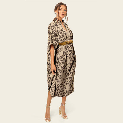 Loose Leopard Pattern Lightweight Dress