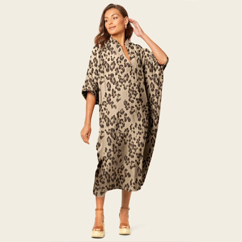 Loose Leopard Pattern Lightweight Dress