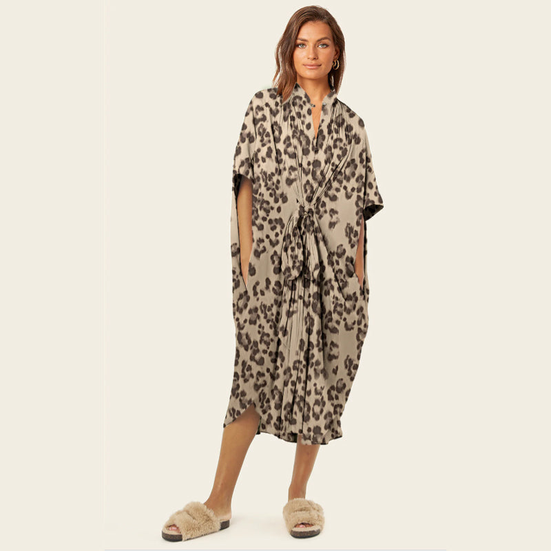 Loose Leopard Pattern Lightweight Dress