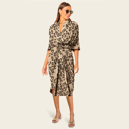 Loose Leopard Pattern Lightweight Dress