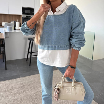 🌸Spring Specials🌸 Women's Fashion Long Sleeve Denim Top & Pants Two Piece Set