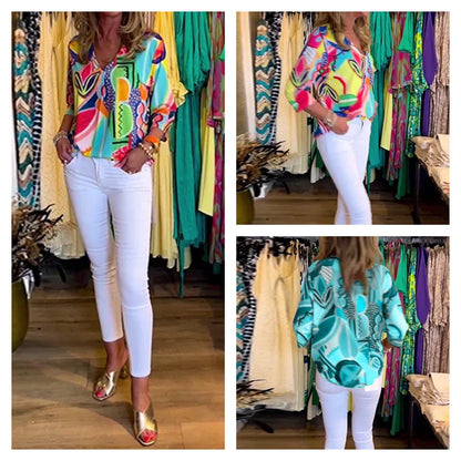 Women’s Printed V-Neck Blouse