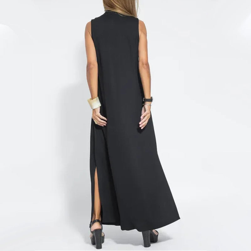 Sleeveless Deep V-Neck Loose Maxi Dress