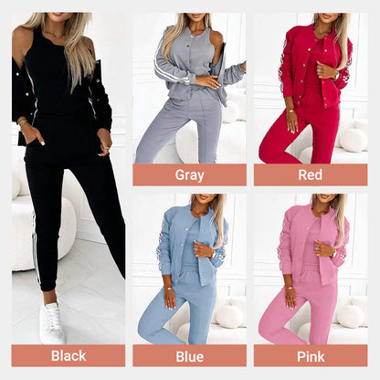 💖Limited Sale 50% OFF💖Women's three-piece baseball jacket and pants set