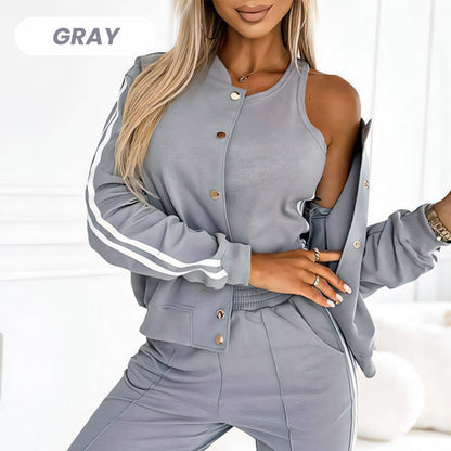 💖Limited Sale 50% OFF💖Women's three-piece baseball jacket and pants set