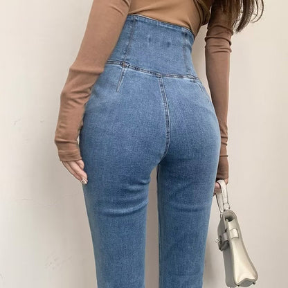 High Waisted Elastic Micro-flare Jeans