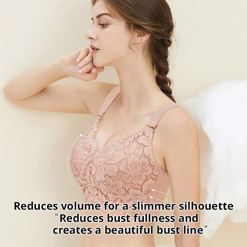 Breathable Full Cup Lace Minimizing Bra with Adjustable Straps