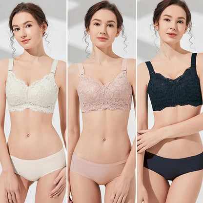 Breathable Full Cup Lace Minimizing Bra with Adjustable Straps