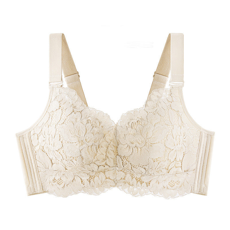 Breathable Full Cup Lace Minimizing Bra with Adjustable Straps