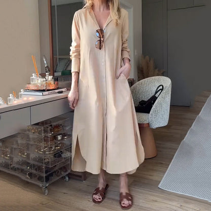 Women's Elegant Relaxed Button-Down Shirt Dress