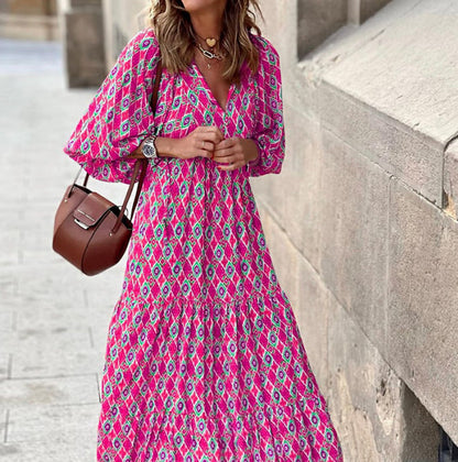 🌸Spring Specials🌸Women's Elegant Puff Sleeve Floral Boho Maxi Dress