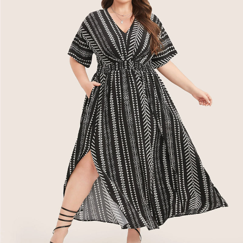 Women's Fashion V-Neck Split Hem Dresses