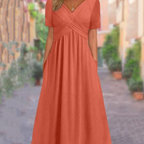 Women’s V-Neck Short Sleeve Long Dresses