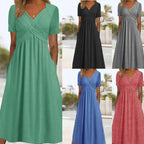 Women’s V-Neck Short Sleeve Long Dresses