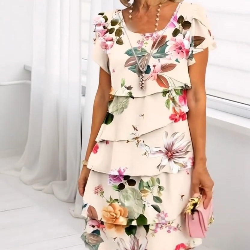 🌸Spring Specials🌸 Multi-plant Floral Print Cascade Dress