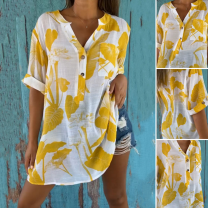 Women's V-Neck Printed Casual Top