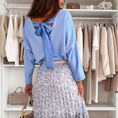 💖Limited Sale 50% OFF💖Women's Floral Pleated Skirt & Bow-Tied Back Blouse Set