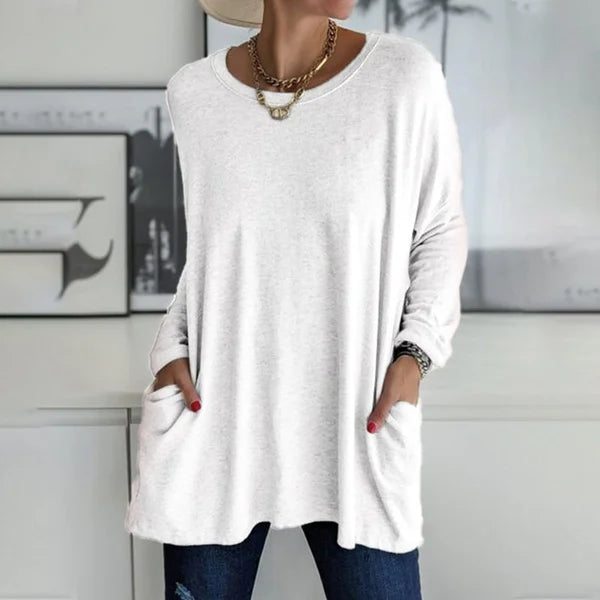 💖Buy 2 Free Shipping💖Women's Round Neck Long Sleeve Loose Pocket T-Shirt