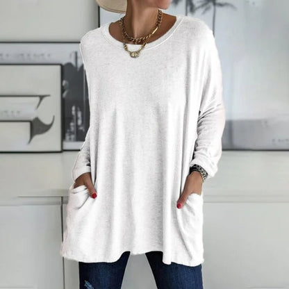 💖Buy 2 Free Shipping💖Women's Round Neck Long Sleeve Loose Pocket T-Shirt