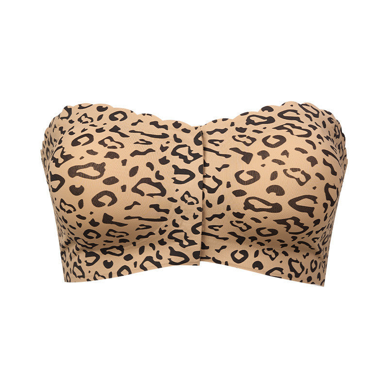 Charming Leopard Print Strapless Front Button Bra