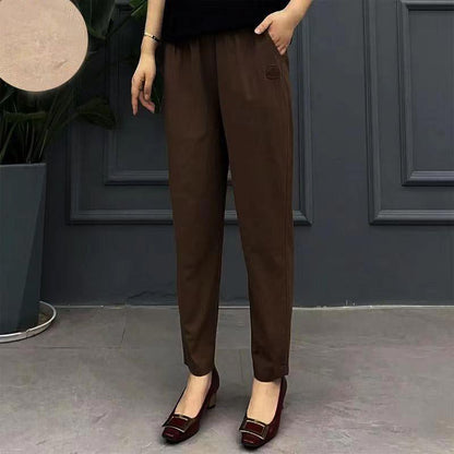 Women’s Casual High Waist Straight-leg Pants with Elastic Waistband