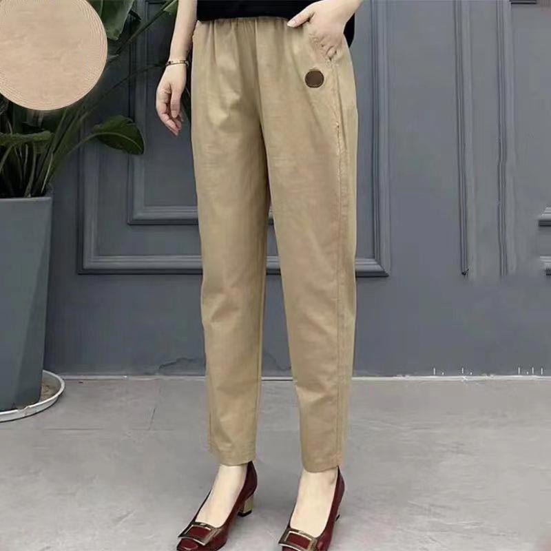 Women’s Casual High Waist Straight-leg Pants with Elastic Waistband