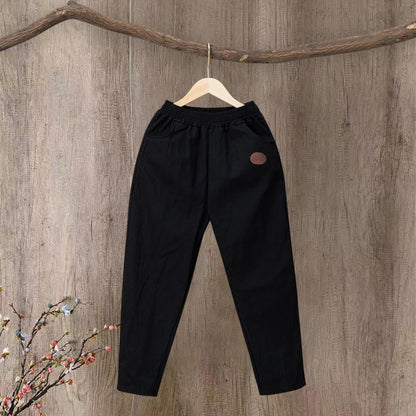 Women’s Casual High Waist Straight-leg Pants with Elastic Waistband