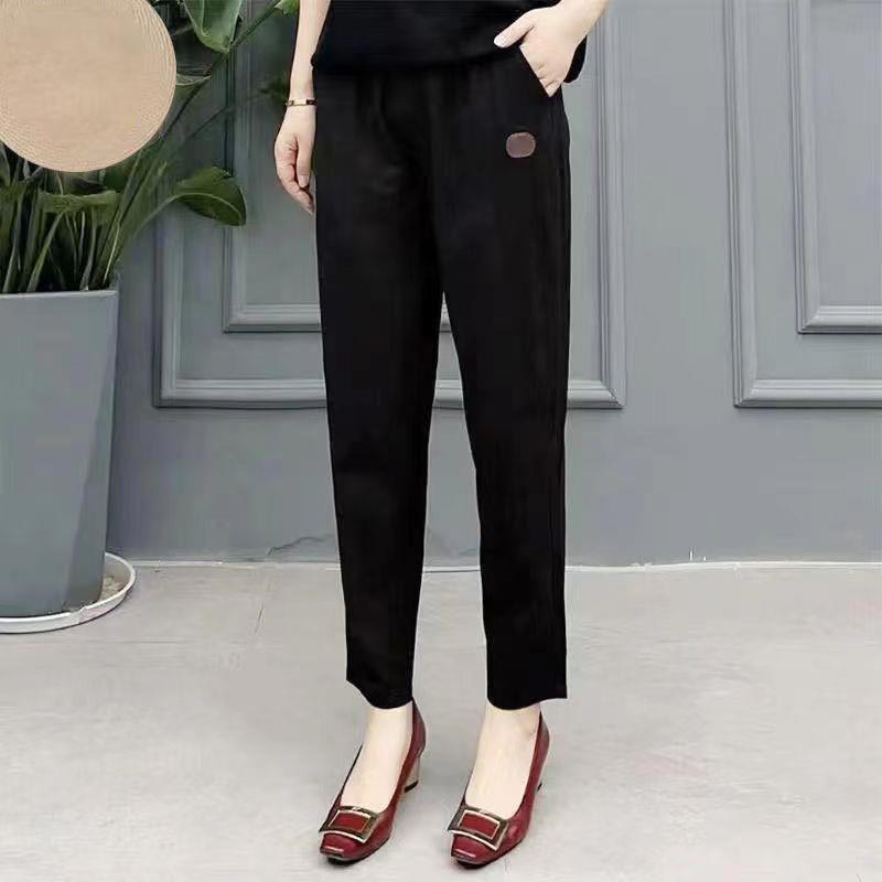 Women’s Casual High Waist Straight-leg Pants with Elastic Waistband