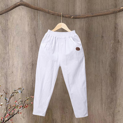 Women’s Casual High Waist Straight-leg Pants with Elastic Waistband