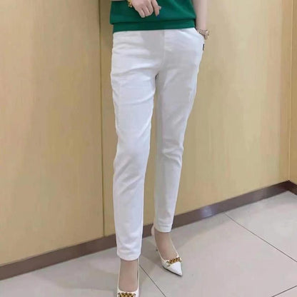 Women’s Casual High Waist Straight-leg Pants with Elastic Waistband