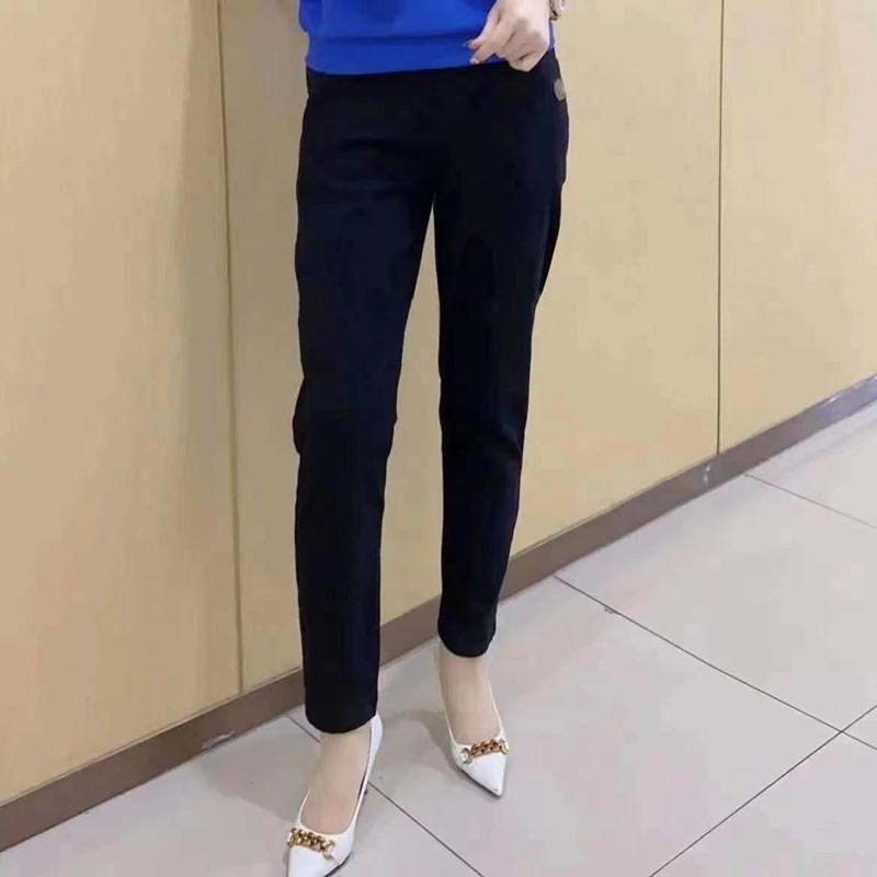 Women’s Casual High Waist Straight-leg Pants with Elastic Waistband