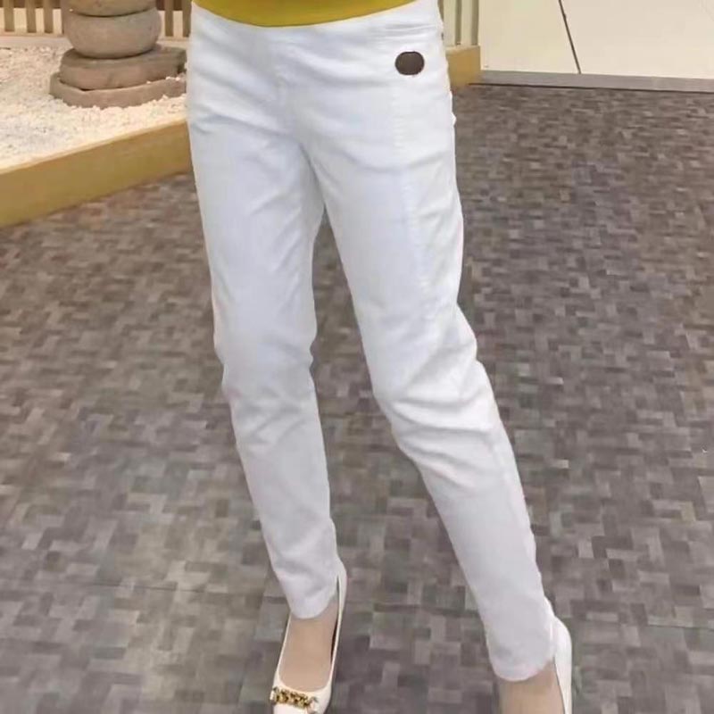 Women’s Casual High Waist Straight-leg Pants with Elastic Waistband