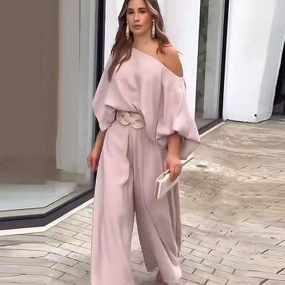 Women's Casual Off-Shoulder Wide-Leg Jumpsuit