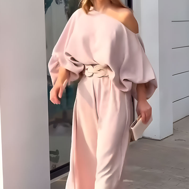 Women's Casual Off-Shoulder Wide-Leg Jumpsuit