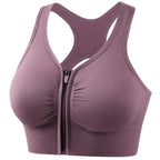 Women's Front Zipper Shockproof Support Sports Bra