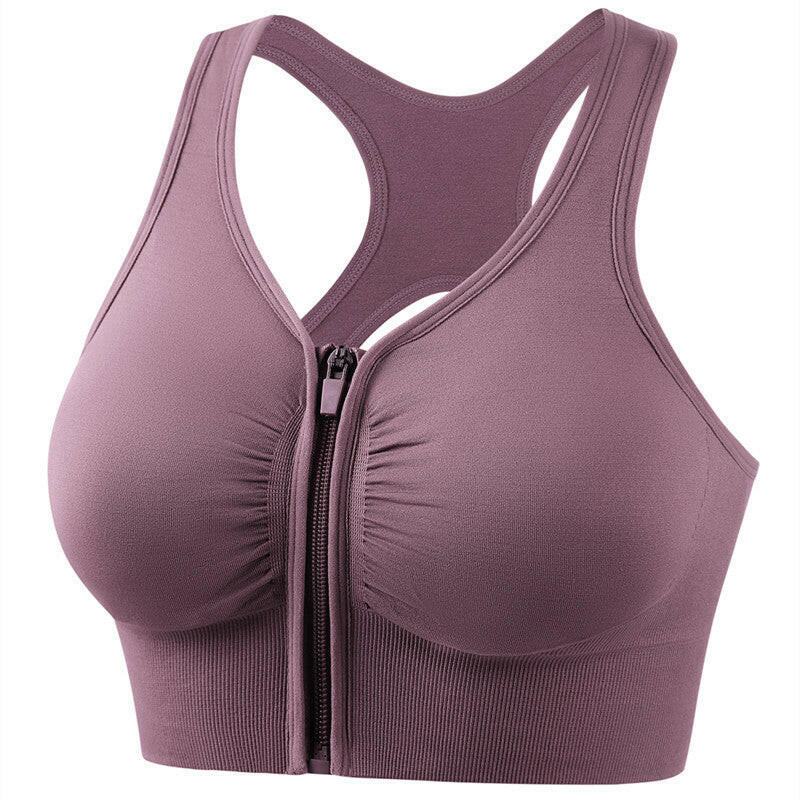 Women's Front Zipper Shockproof Support Sports Bra