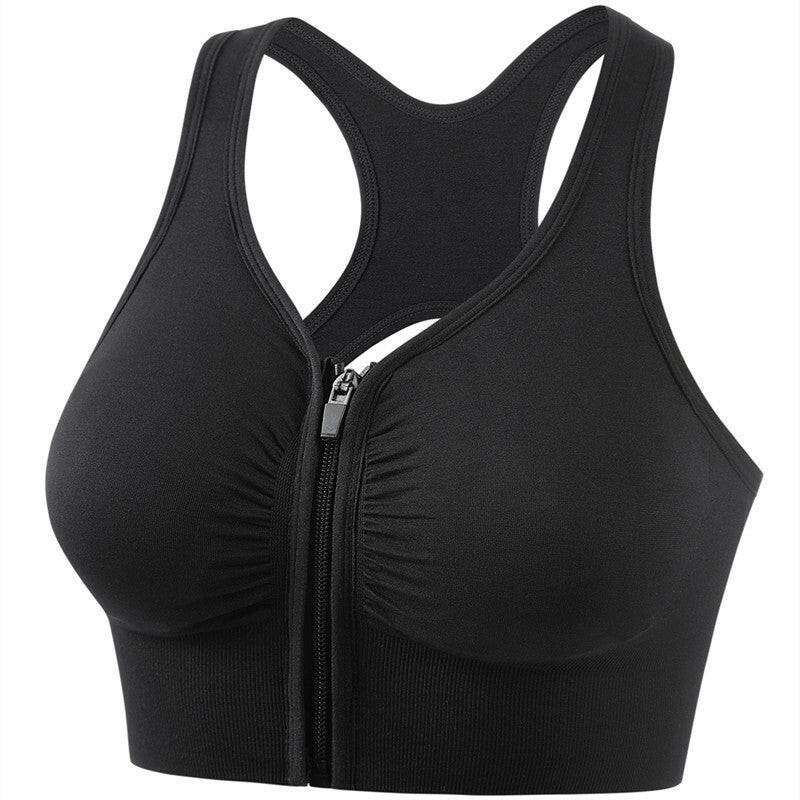 Women's Front Zipper Shockproof Support Sports Bra