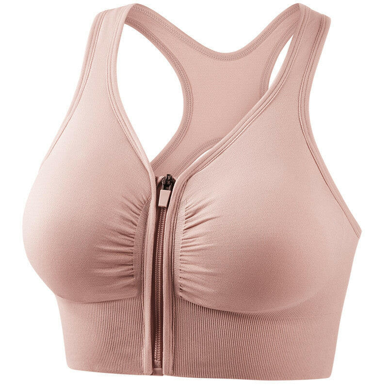 Women's Front Zipper Shockproof Support Sports Bra