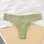 Women’s Soft Lace Trim Bow Panties