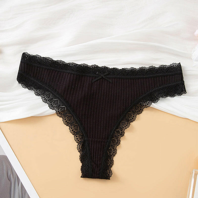 Women’s Soft Lace Trim Bow Panties
