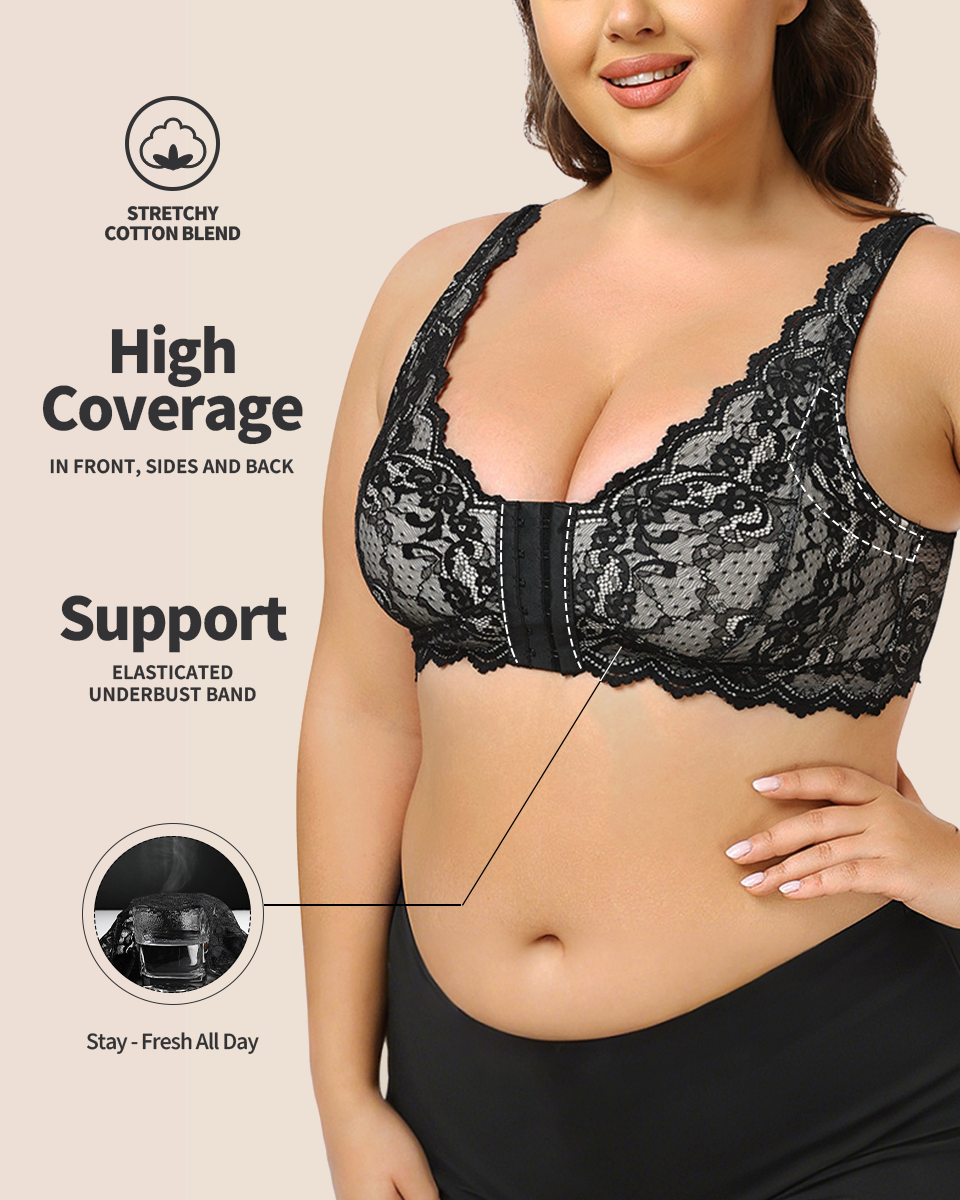 Women's 3D Support Front Closure Lace Lingerie