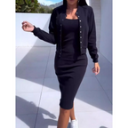 💖LAST DAY SALE 50% OFFSpaghetti Strap Bodycon Dress & Jacket Set