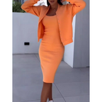 💖LAST DAY SALE 50% OFFSpaghetti Strap Bodycon Dress & Jacket Set